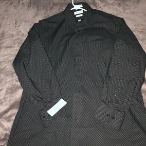 Black and light blue button up